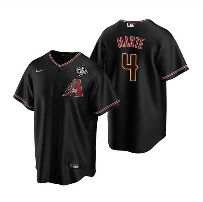 Mens Arizona Diamondbacks #4 Ketel Marte Black 2023 World Series Cool Base Stitched Jersey Dzhi